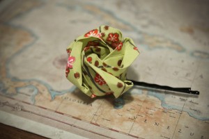 Lime Green Plum Blossom Origami Rose Hair Pin
