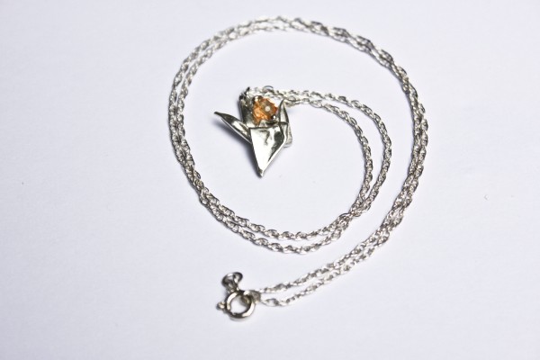 Fine_Silver_Origami_crane_necklace_pendant_1
